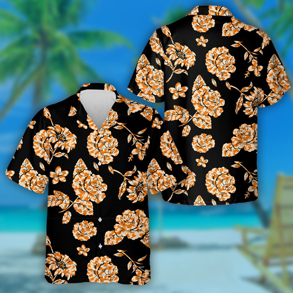 Liopard Fiáin na hAfraice le Bláthanna ar Chúlra Dubh Léine Haváís, Bronntanas Léine Haváís, Bronntanas Nollag