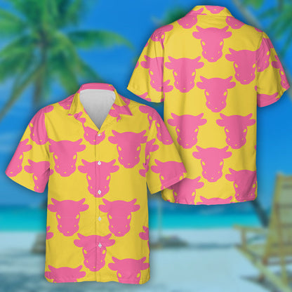 Pink Cow And Bottle I Love Milk Hawaiian Shirt, Hawaiian Shirt Gift, Christmas Gift