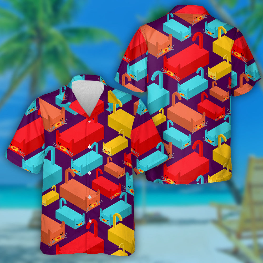 Animal Texture Geometric Cat Pet Background Hawaiian Shirt, Hawaiian Shirt Gift, Christmas Gift
