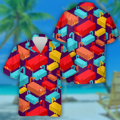 Animal Texture Geometric Cat Pet Background Hawaiian Shirt, Hawaiian Shirt Gift, Christmas Gift