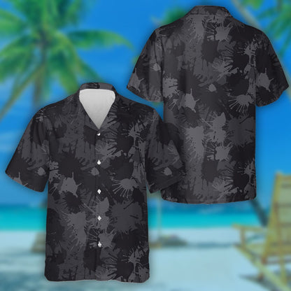 Modern Fashion Splashed Ink In Gray Pattern Hawaiian Shirt, Hawaiian Shirt Gift, Christmas Gift