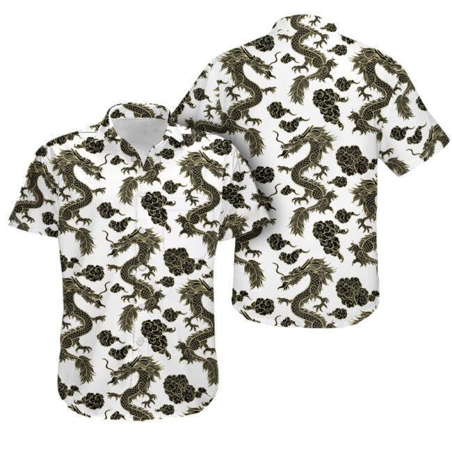 Lover Dragon Ar Chúlra Bán Léine Haváís, Bronntanas Léine Haváíais, Bronntanas Nollag