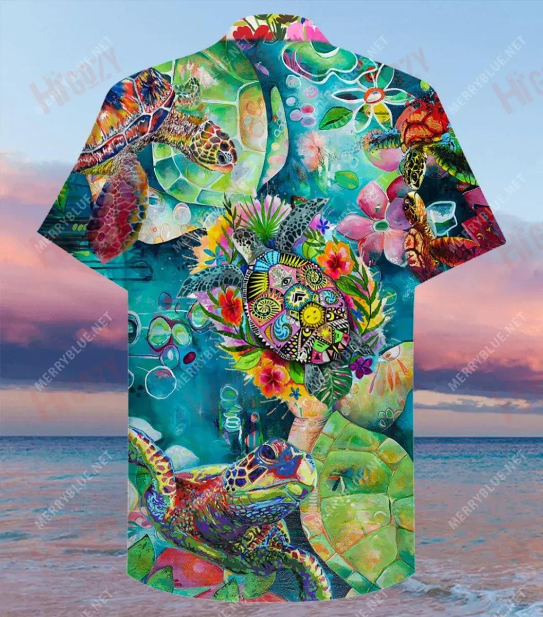 Colorful Turtle Unisex Short Sleeve Shirt Hobbies Tropical Shirts Best Hawaiian Shirts Hawaiian Shirts For Men, Hwaiian For Gift