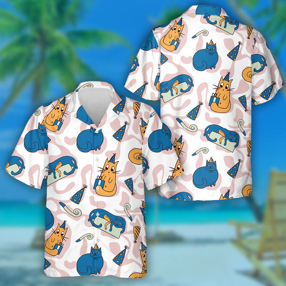 Cute Colorful Birthday Cats And Present Boxes Hawaiian Shirt, Hawaiian Shirt Gift, Christmas Gift
