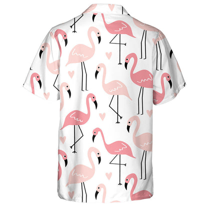 Beutiful Flamingo With Small Pink Heart Hawaiian Shirt, Hawaiian For Gift