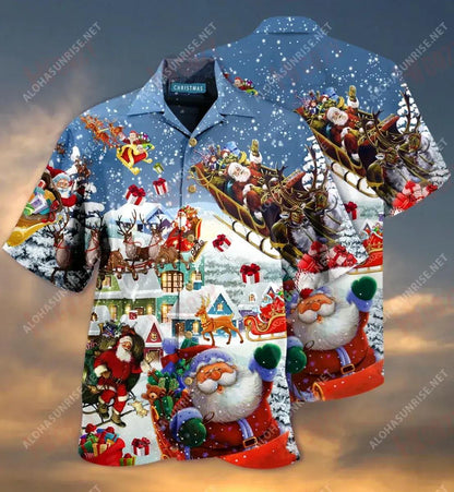Say Hi From Santa'S Sleigh Short Short Sleeve Shirt Summer Hawaiian T Shirts Custom Hawaiian Shirts Hawaiian Shirt Pattern, Hawaiian Shirt Gift, Christmas Gift