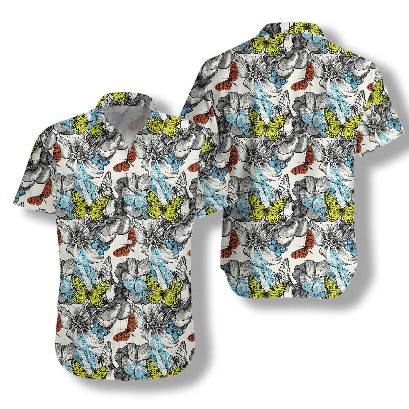 Signs Of Heaven Flying Butterflies Design Hawaiian Shirt,Hawaiian Shirt Gift, Christmas Gift