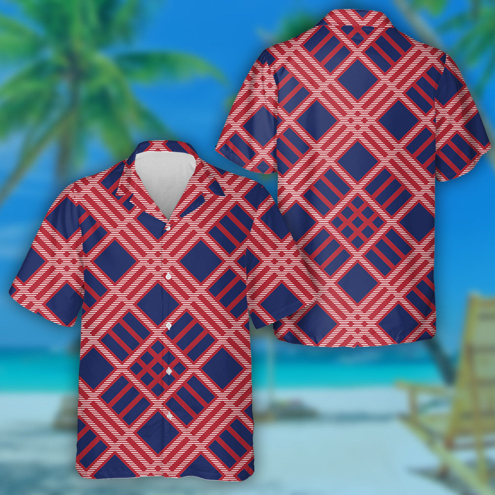 Dathanna Bratach Mheiriceánach Tírghrá I bPatrún Gingham Plaid Léine Haváís, Bronntanas Léine Haváíais, Bronntanas Nollag