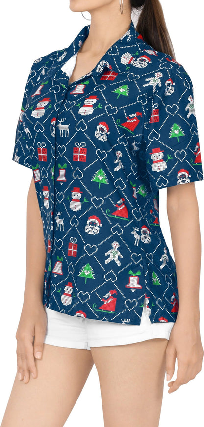 Cuireann Jungle Dark Blue Tropical i láthair Léine Haváíais Santa Nollag, Bronntanas Léine Haváíais, Bronntanas Nollag