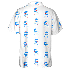 Barbecue For Independence Day Of America On White Background Hawaiian Shirt, Hawaiian Shirt Gift, Christmas Gift