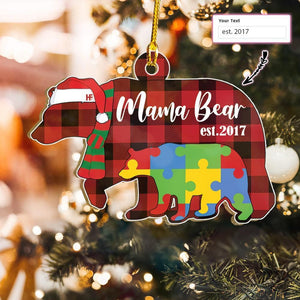 Autism Mama Bear Custom Ornament, Christmas Ornament Gift, Christmas Gift, Christmas Decoration