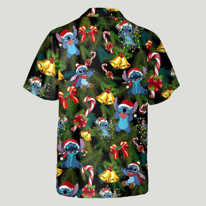 Ciallaíonn Stitch Greannmhar Ohana Teaghlaigh Nollaig Shona Léine Haváís, Bronntanas Léine Haváís, Bronntanas Nollag