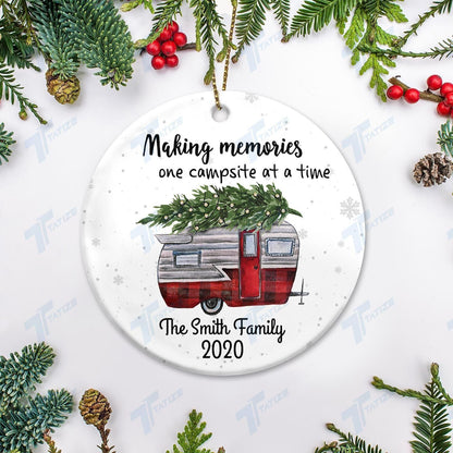 Camping Making Memories One Campsite At A Time Circle Ornament, Happy Christmas Ornament, Christmas Gift, Christmas Decoration