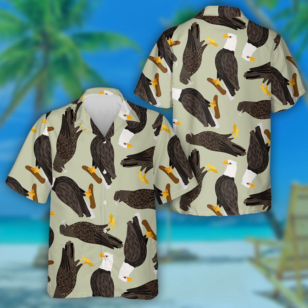 White Head And Black Head Eagles Sitting Hawaiian Shirt, Hawaiian Shirt Gift, Christmas Gift