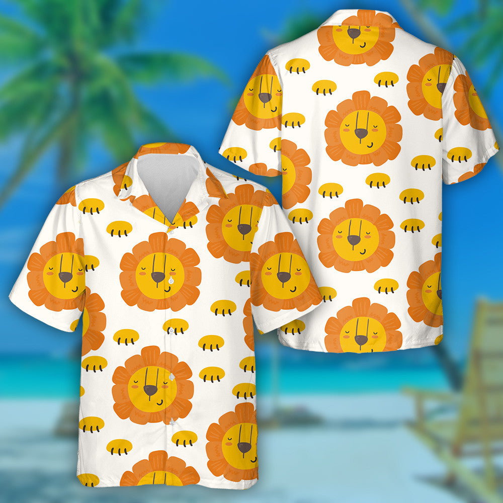 Lovely Little Lion On White Background Hawaiian Shirt,Hawaiian Shirt Gift, Christmas Gift