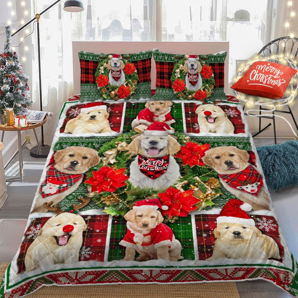 Madra Golden Retriever Nollaig Shona Duit Cuilt Leapa Leapa Leapa Leapa Leapa 3D, Leapa Bronntanas Nollag, Leapa Leapa Nollag