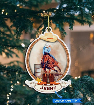 Barrel Racing Cowgirl Personalized Ornament, Christmas Ornament Gift, Christmas Gift, Christmas Decoration