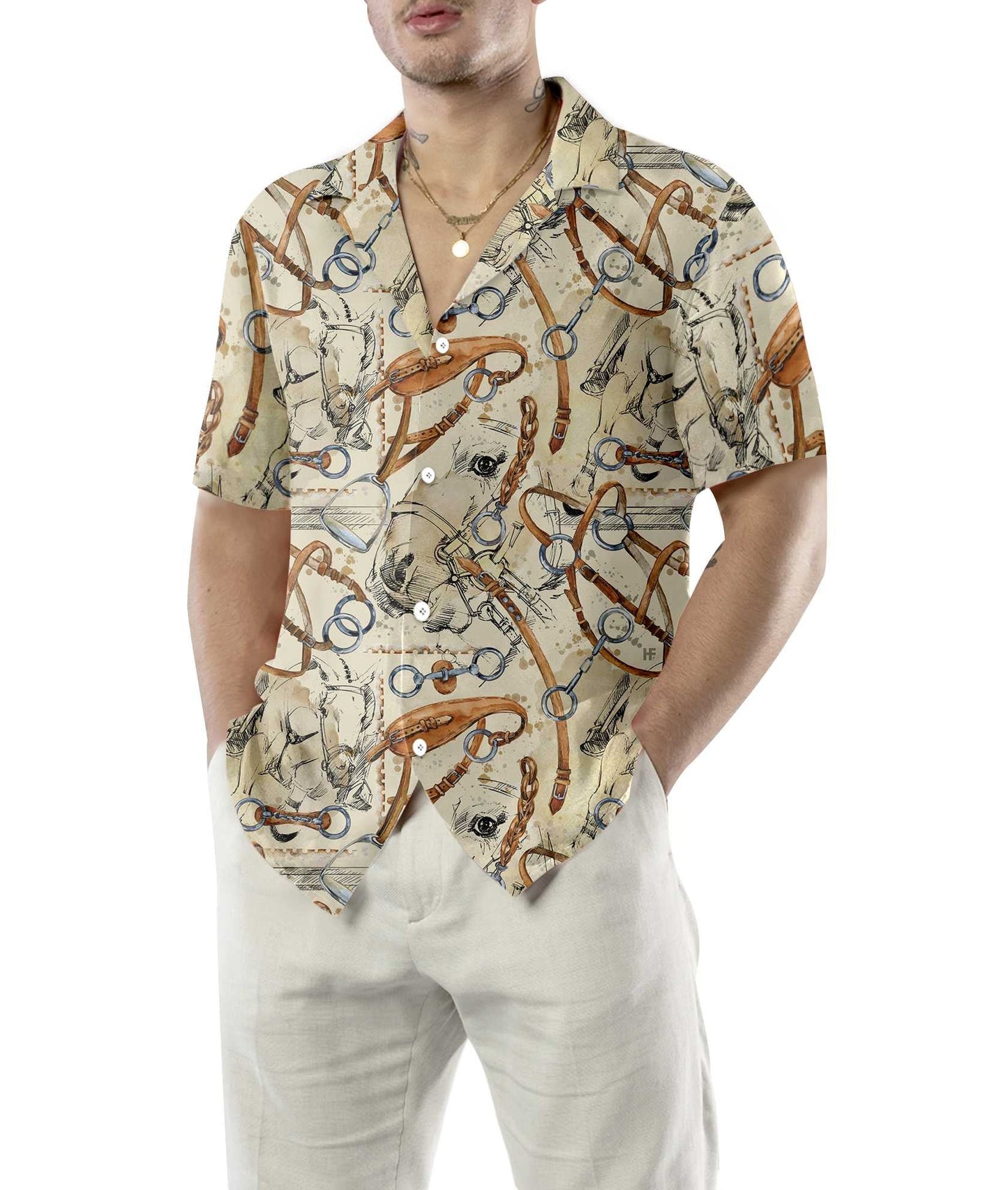 Wild Life Horse Watercolor Design Hawaiian Shirt, Hwaiian For Gift