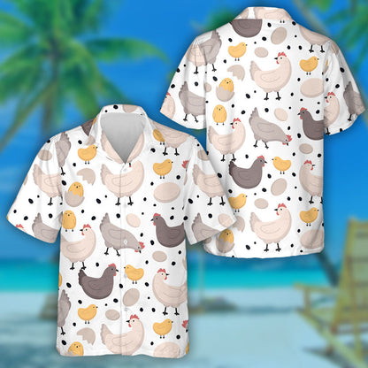 Sicín Cearc Shona Agus Uibheacha Le Léine Haváise Black Dot, Bronntanas Léine Haváíais, Bronntanas Nollag