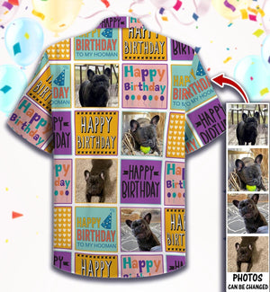 Custom Photo Pet Lover Happy Birthday Pattern Hawaiian Shirt, Hawaiian Shirt Gift, Christmas Gift