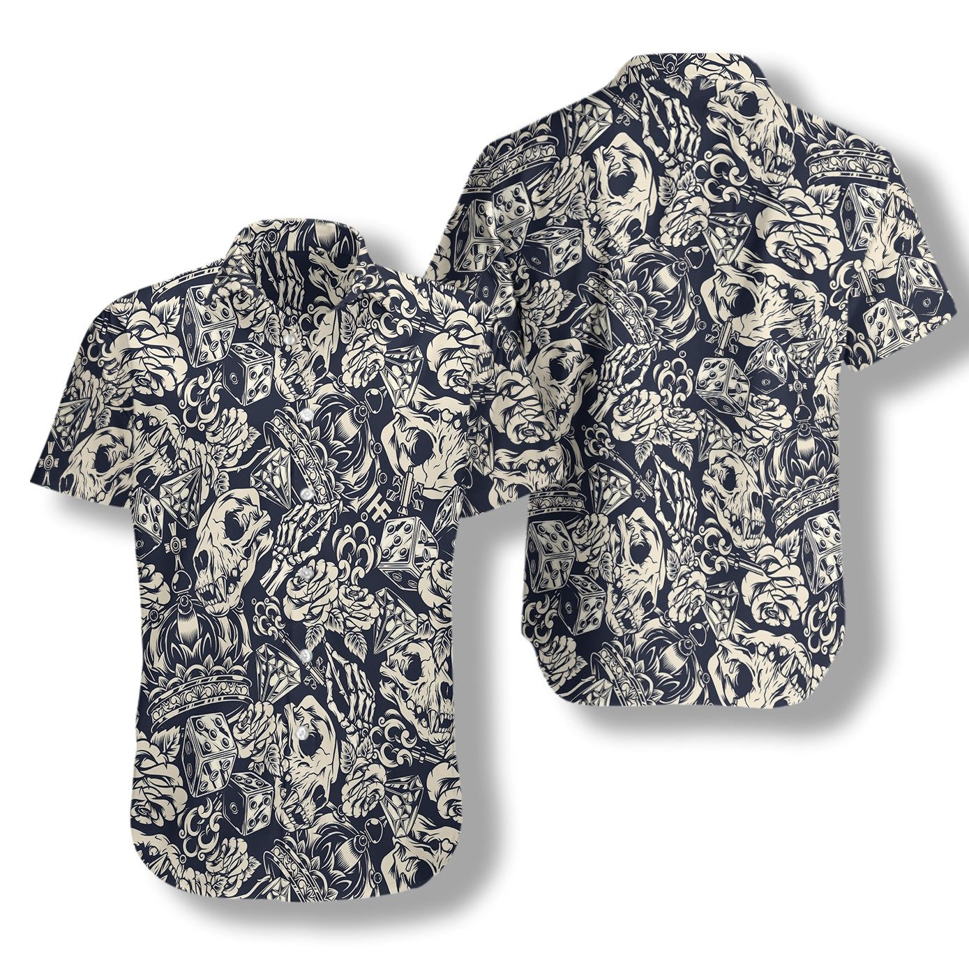 Apes Skull Seamless Pattern Design Hawaiian Shirt, Hawaiian For Gift