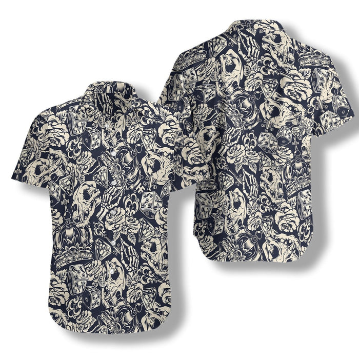 Apes Skull Seamless Pattern Design Hawaiian Shirt, Hawaiian For Gift