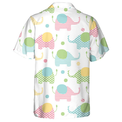 Pastel Colorful Elephant With Dolka And Stripred Hawaiian Shirt, Hawaiian Shirt Gift, Christmas Gift
