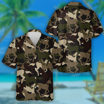 Beautiful Camouflage Horse Silhouette Military Backgound Hawaiian Shirt, Hawaiian Shirt Gift, Christmas Gift