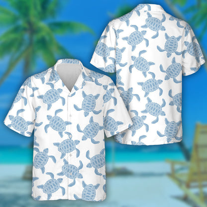 Surfing Elements Palm Trees Sun And Turtle Hawaiian Shirt, Hawaiian Shirt Gift, Christmas Gift