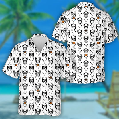 Halloween Bulldog Puppy Spooky Pumpkin Cartoon Hawaiian Shirt, Hawaiian Shirt Gift, Christmas Gift