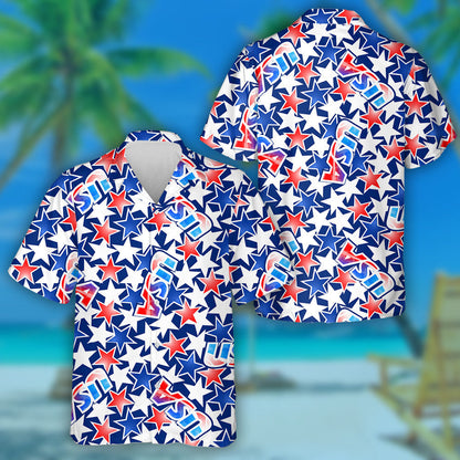 Dathanna Traidisiúnta Bratach SAM le Réaltaí Agus Stripes Léine Haváís, Bronntanas Léine Haváíais, Bronntanas Nollag