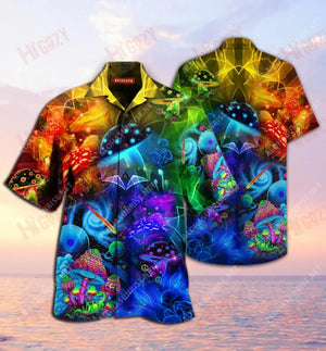 Amazing Magic Mushroom Short Sleeve Shirt Summer Aloha Shirt Tactical Hawaiian Shirt Hawaiian Shirts For Men, Hawaiian Shirt Gift, Christmas Gift