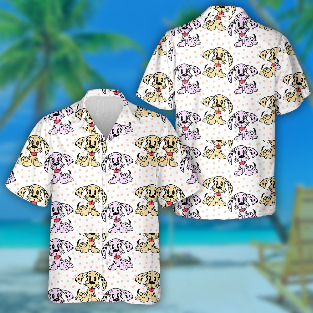 Multicolored Puppies Dogs In Cartoon Background Hawaiian Shirt,Hawaiian Shirt Gift, Christmas Gift