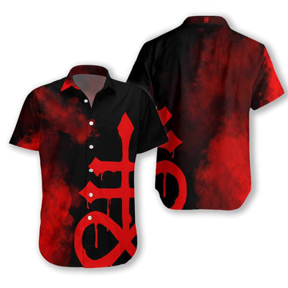 Levithan Satanic Gotach Gotach Téama Dubh Agus Dearg Léine Haváís, Bronntanas Léine Haváís, Bronntanas Nollag