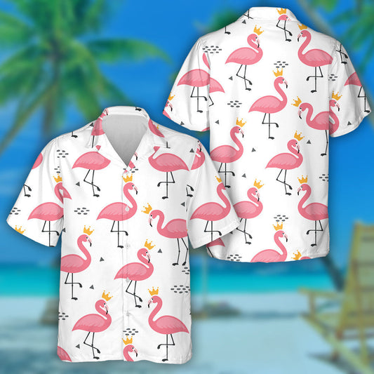 Beautiful Flamingo With Gold Crown Hawaiian Shirt, Hawaiian For Gift