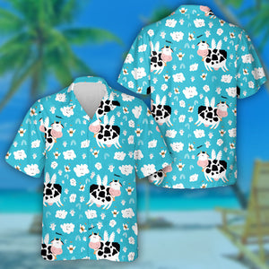 Adorable Flying Cow In The Blue Sky Hawaiian Shirt, Hawaiian Shirt Gift, Christmas Gift