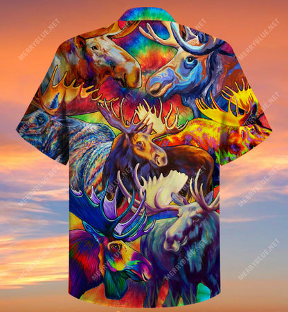 Corlorful Mooses Hawaiian Shirt, Hwaiian For Gift