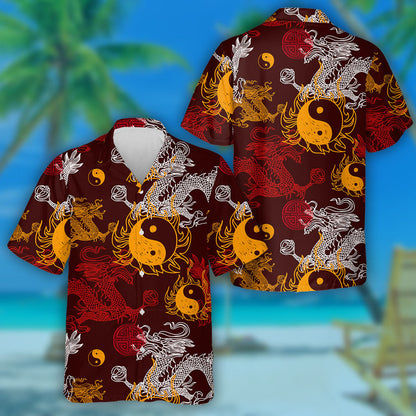 Dragon With Yin Yang And Blessing Symbol Hawaiian Shirt, Hawaiian Shirt Gift, Christmas Gift