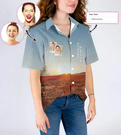 Difríocht Grá BFF Picnic Ainm Saincheaptha Agus Grianghraf Léine Haváís, Bronntanas Léine Haváíais, Bronntanas Nollag