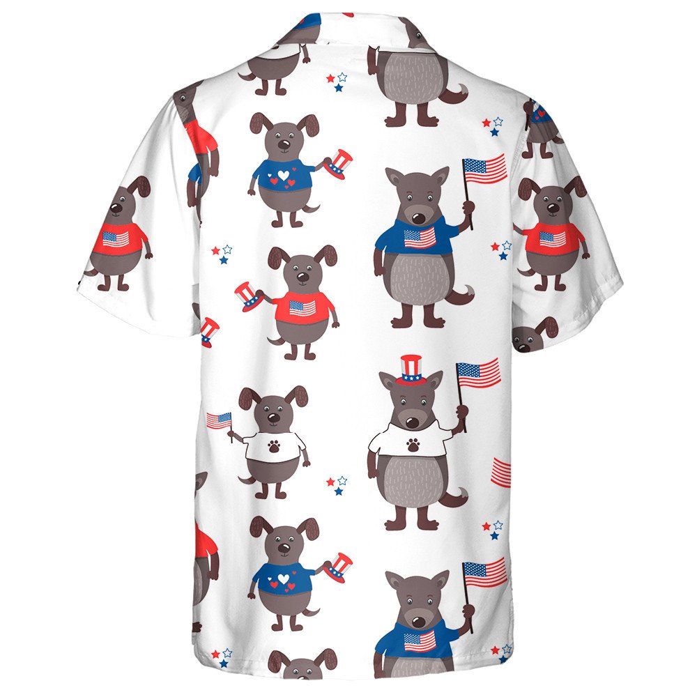 Funny Cartoon Dogs American Attributes Patriotic Hawaiian Shirt,Hawaiian Shirt Gift, Christmas Gift