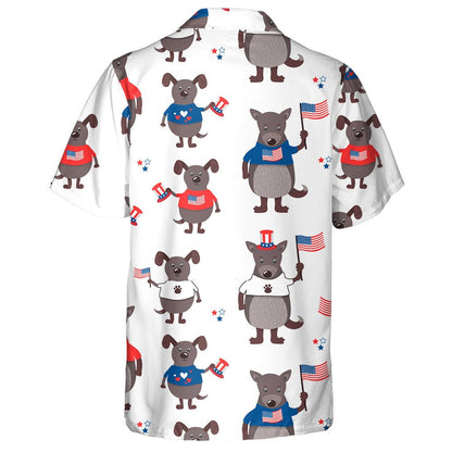 Funny Cartoon Dogs American Attributes Patriotic Hawaiian Shirt,Hawaiian Shirt Gift, Christmas Gift