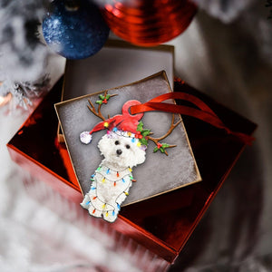 Bichon Frise Christmas Lights Shape Ornament, Christmas Ornament Gift, Christmas Gift, Christmas Decoration