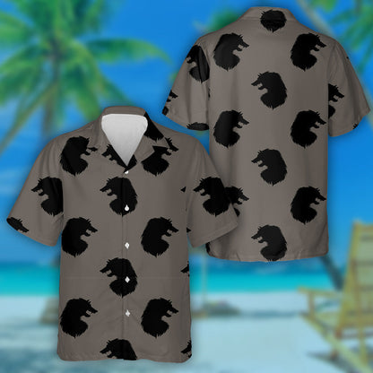 Silhouette Of Werewolf Head On Grey Background Hawaiian Shirt, Hawaiian Shirt Gift, Christmas Gift