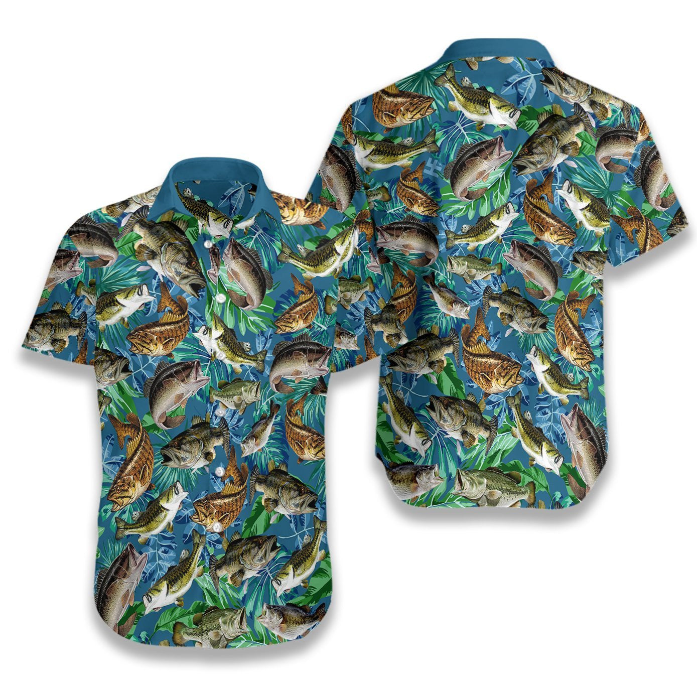 Go Fishing Bass Fish Seamless Design Hawaiian Shirt,Hawaiian Shirt Gift, Christmas Gift