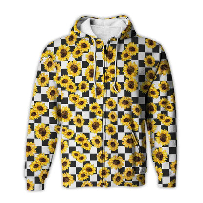 Hippie Sunflower Checkerboard Theme Pretty Ornamental Hawaiian Shirt,Hawaiian Shirt Gift, Christmas Gift