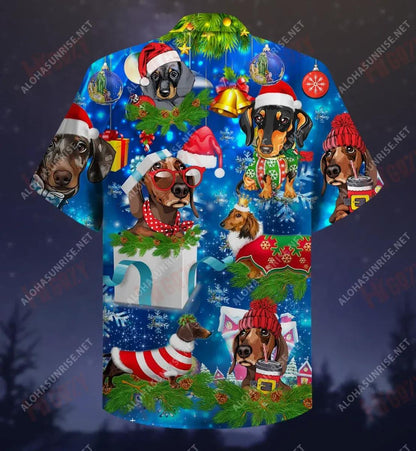 Gearr Ar Cosa, Fada Ar Grá Dachshund Nollag Gearr Léine Haváís Laethanta Saoire Aloha Shirt Léinte Haváís Saincheaptha Léinte haváíais d'Fhir, Léine Haváís Bronntanas, Bronntanas Nollag