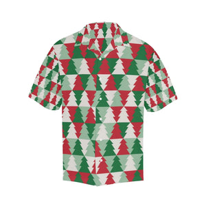 Cute Cartoon Christmas Tree In Red And Green Pattern Hawaiian Shirt, Hawaiian Shirt Gift, Christmas Gift