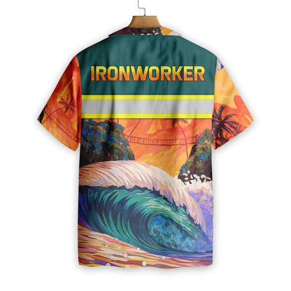 Oibrí iarainn Emerald Wave Tropical Palm Trế Dearadh Ealaín Léine Haváís, Bronntanas Léine Haváís, Bronntanas Nollag