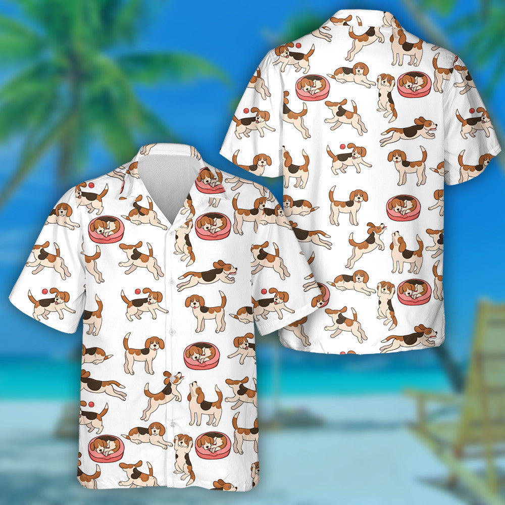 Naughty Beagle Dog In Different Poses Hawaiian Shirt,Hawaiian Shirt Gift, Christmas Gift