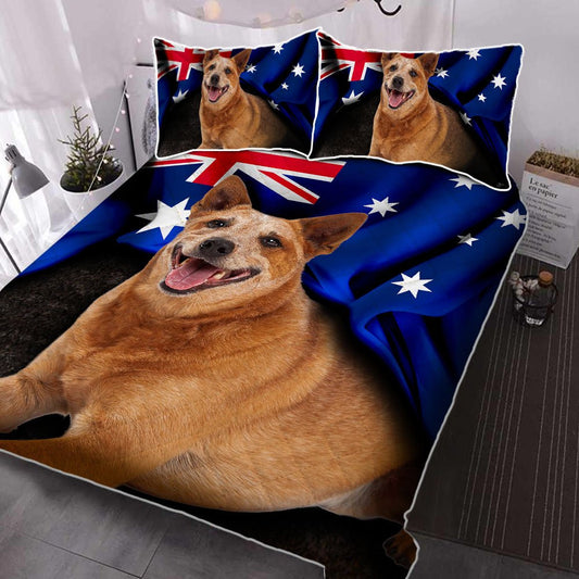 Australian Cattle Dog. Red Heeler Patriot Quilt Bedding Bedroom Set Bedlinen 3D,Bedding Christmas Gift,Bedding Set Christmas